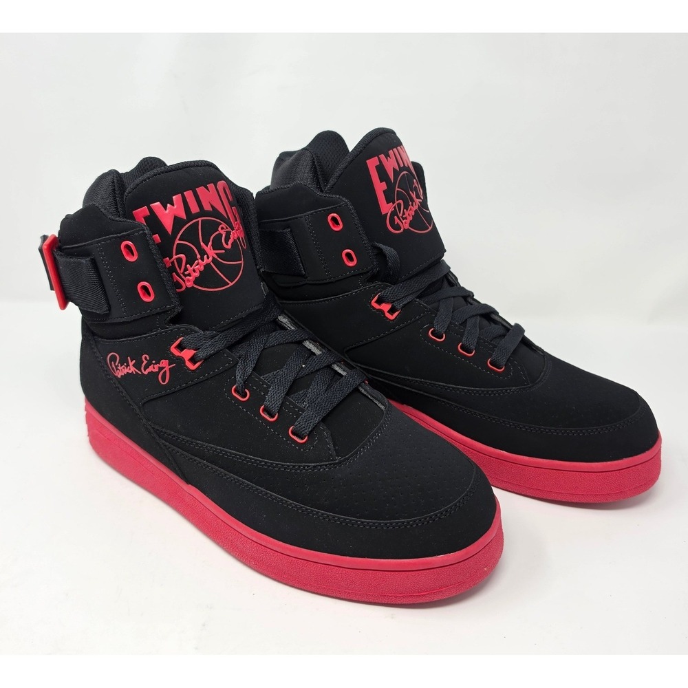 Patrick Ewing 33 Hi PU Men's Basketball Shoes Black Red 1BM00641-023 Size 9.5